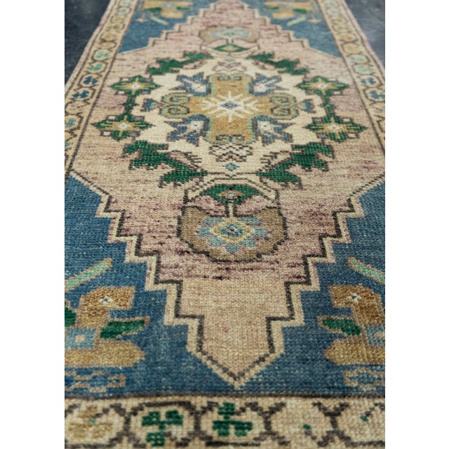 Turkish Mini Rug Oriental Hand Knotted Vintage Rug 1'8" x 3' #20740 For Sale - Image 4 of 8