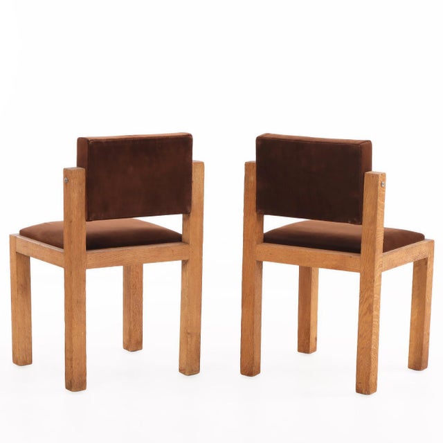 Pair of French Brutalist Oak Side Chairs With Adjustable Tilting Backs, C 1960 For Sale - Image 4 of 6