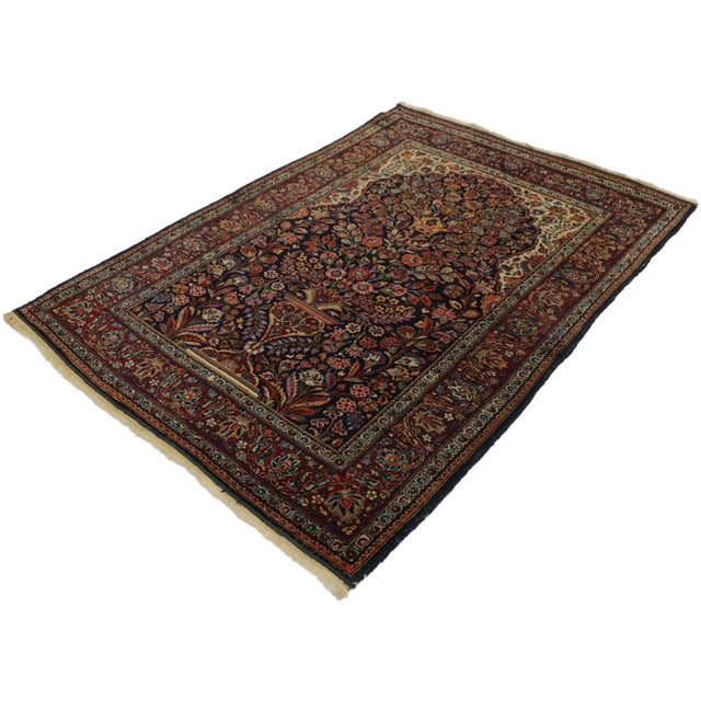 77549 Antique Persian Kashan Vase Prayer Rug with Art Nouveau Style 03'06 x 04'11. Give the look of woven wonders and...