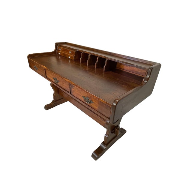 Early 20th Century Victorian Solid Pine Writing Desk With Hutch For Sale - Image 9 of 17