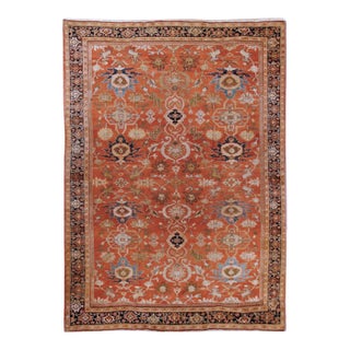 Antique 19th Century Orange Area Rug 8'5 X 11'10 For Sale