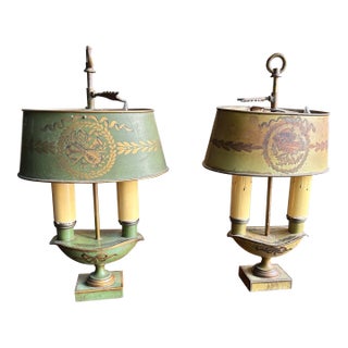 1940s French Style Bouillotte Lamps - a Pair For Sale