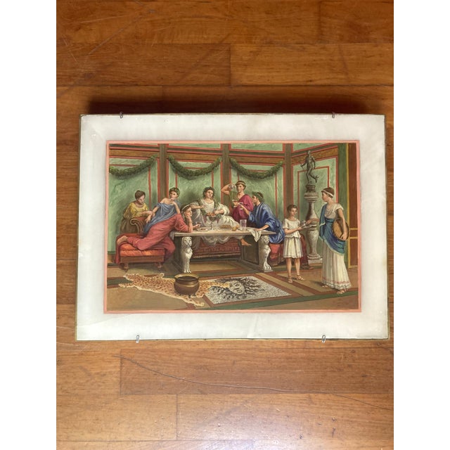 19th Century Italian Oil on Alabaster Painting Pompeian Interior Scene in Ormolu For Sale - Image 11 of 18