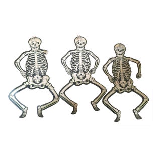 Vintage Halloween Beistle Skelton Set 3 Jointed For Sale