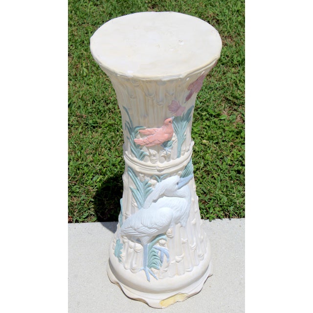 1980s Vintage Coastal Heron Garden Pedestal | Decorative Plant Stand | Cottage & Chinoiserie Accent For Sale - Image 5 of 15