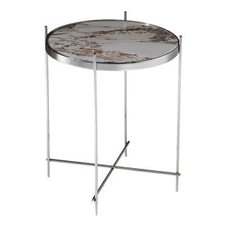 Pasargad Home Luxe Glass & Stainless Steel Side Table, Multicolor For Sale