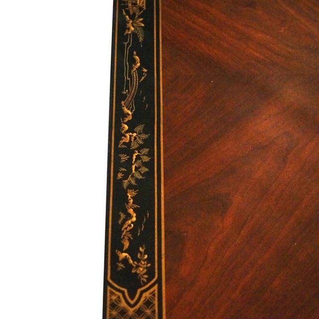 Wood Drexel Heritage Mahogany and Ebonized Chinoiserie Decorated Low Table C1950 For Sale - Image 7 of 9
