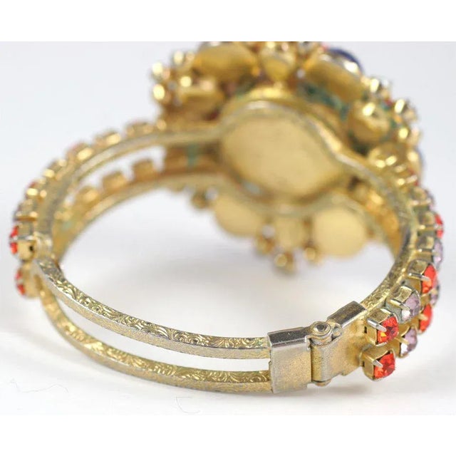 1950s Headlight Rhinestone Clamp Bracelet For Sale - Image 4 of 9