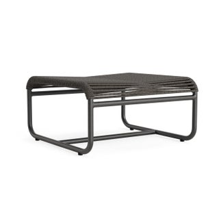 Brown Jordan Walter Lamb Aluminum Ottoman, Textured Pewter frame with Coal fabric For Sale