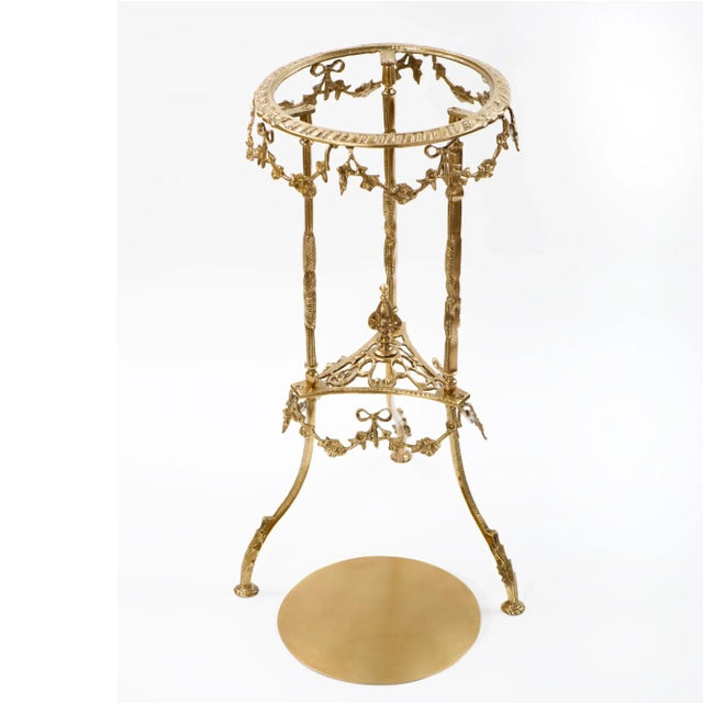 Spanish Vintage Bronze Round Pedestal Plant Stand For Sale - Image 3 of 9