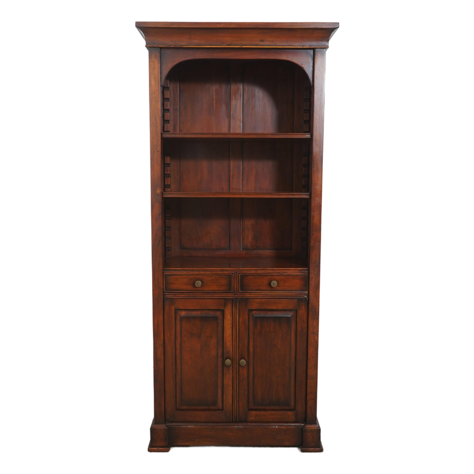 Mahogany Continental Style 2 Drawer 2 Door Tall Bookcase | Chairish