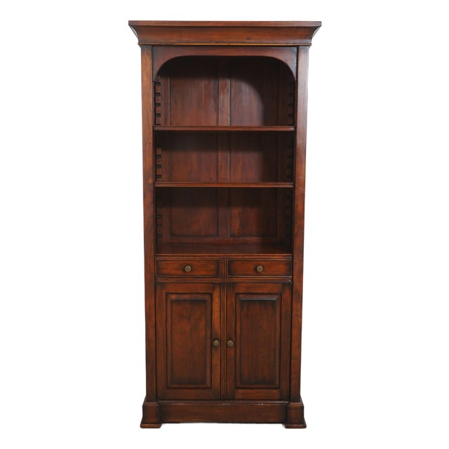 Mahogany Continental Style 2 Drawer 2 Door Tall Bookcase For Sale