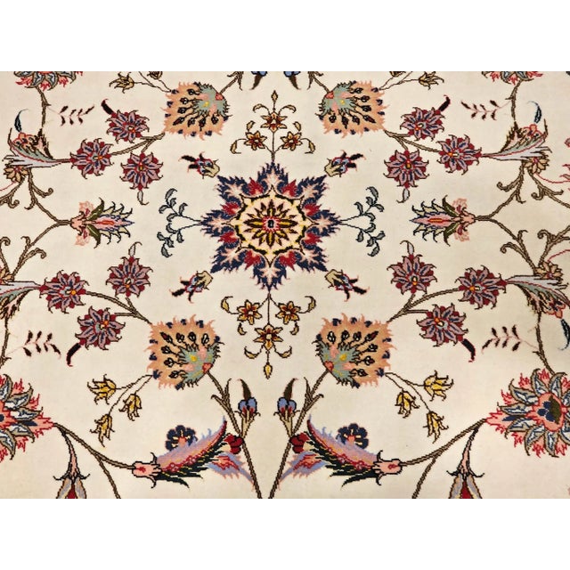 Vintage Persian Tabriz Rug, Handwoven Allover Floral Pattern, Ivory & Pale Pink, 7’ X 10’ For Sale - Image 12 of 12