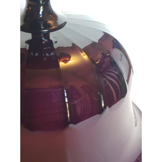 Glass Vintage Murano Glass Amethyst Tazza Compote Bowl Attr Salviati For Sale - Image 7 of 18