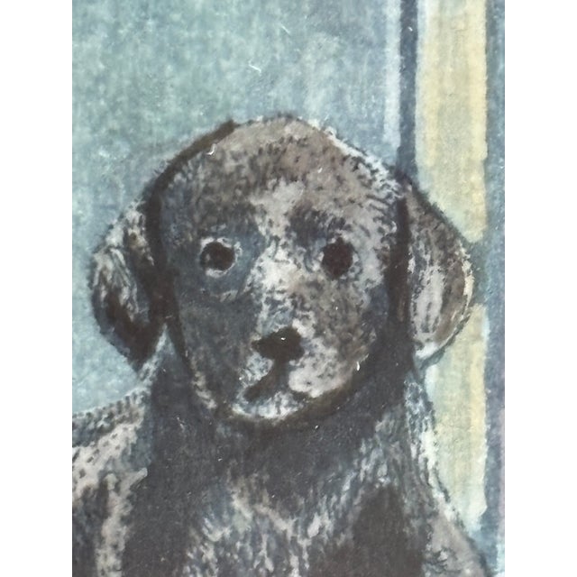 Italian Watercolor Etching of Labrador Puppy by Giorgio Ferrari (B. 1936) For Sale In Baltimore - Image 6 of 18