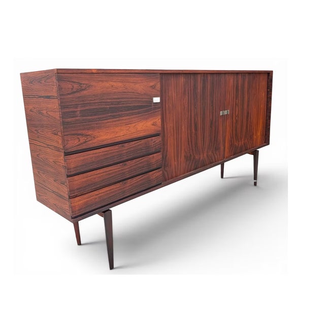 Mid-Century Modern 1950s Large H.W. Klein by Bramin Sideboard / Credenza W Tambour Doors, Attributed For Sale - Image 3 of 8