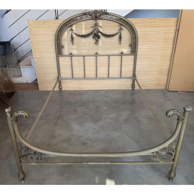 19th Century Double Bedroom French Belle Époque Bronze Iron Brass and Glass For Sale - Image 10 of 18