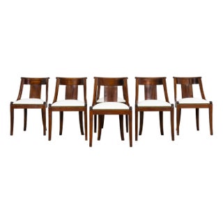 Set of Six Early 20th Century French Empire Mahogany Gondola Dining Chairs For Sale