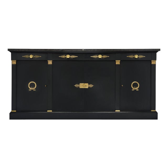 Impressive, Ebonized Empire Buffet, Marble, Bronze, France 1880s For Sale