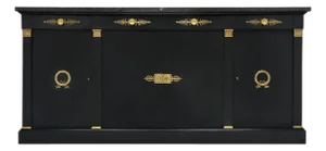 Impressive, Ebonized Empire Buffet, Marble, Bronze, France 1880s