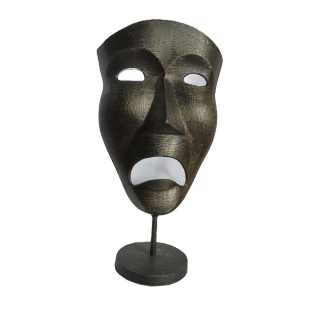 Metal Late 20th Century Big Old Iron Tragedy Mask For Sale - Image 7 of 9