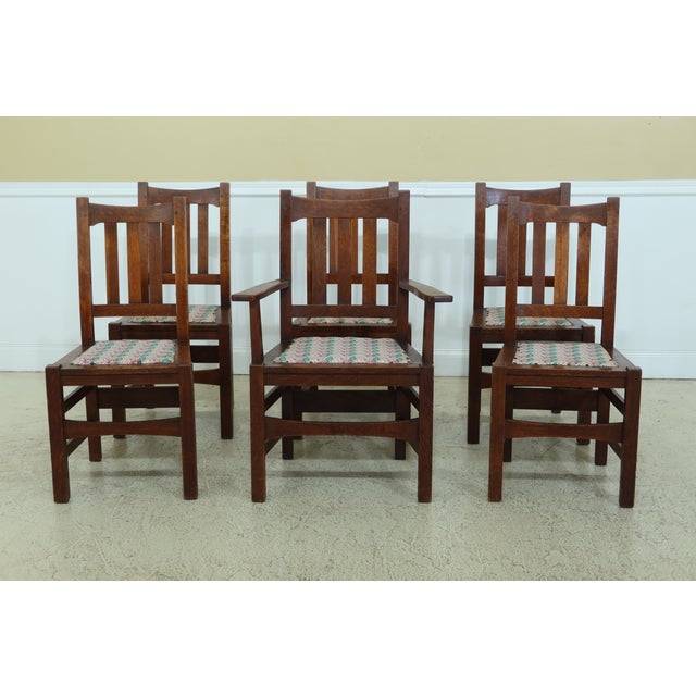 Set of 6 Stickley Antique Mission Oak Dining Room Chairs Chairish