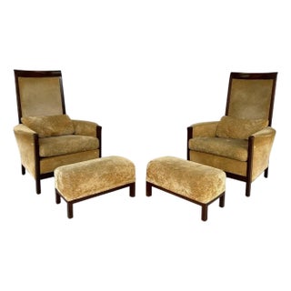 Chairs With Ottomans by Umberto Asnago for Giorgetti – Set of 2 For Sale
