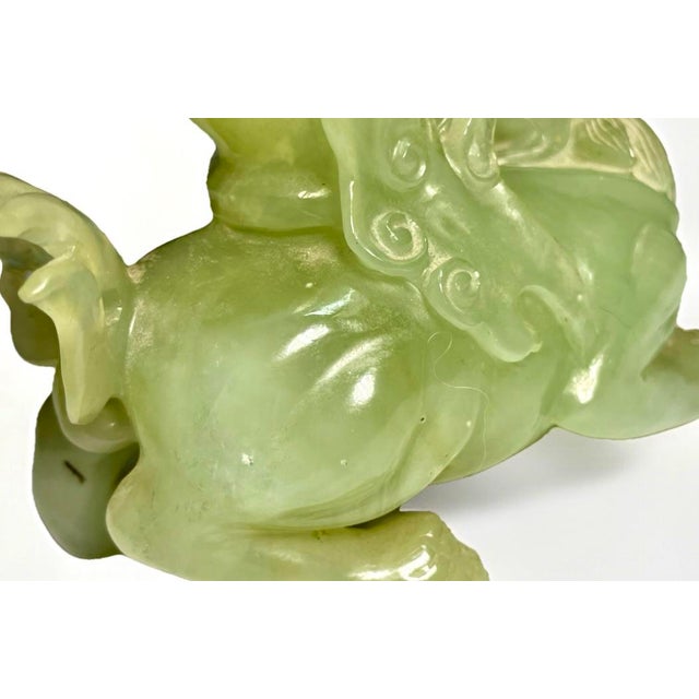 Gemstone Mid 20th Century Sculpted Jade Foo Dog Open Urn, Very Translucent Xiu Jade For Sale - Image 7 of 8