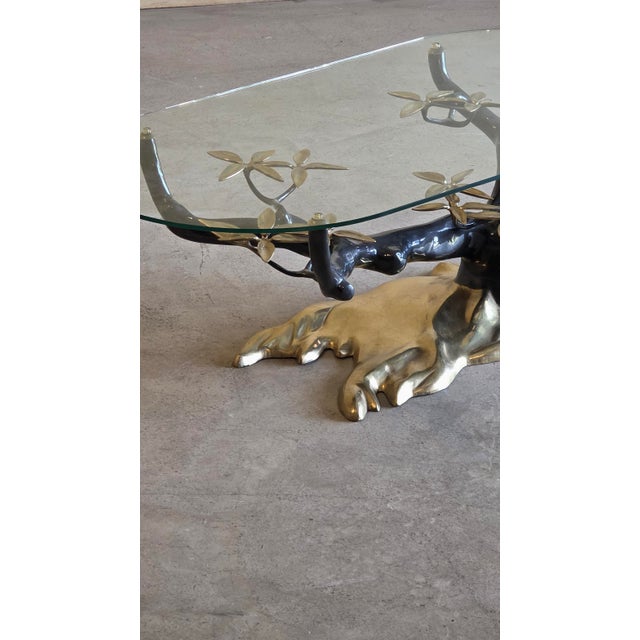 Vintage Brass and Glass Bonsai Tree Coffee Table by Willy Daro, 1980s For Sale - Image 11 of 14