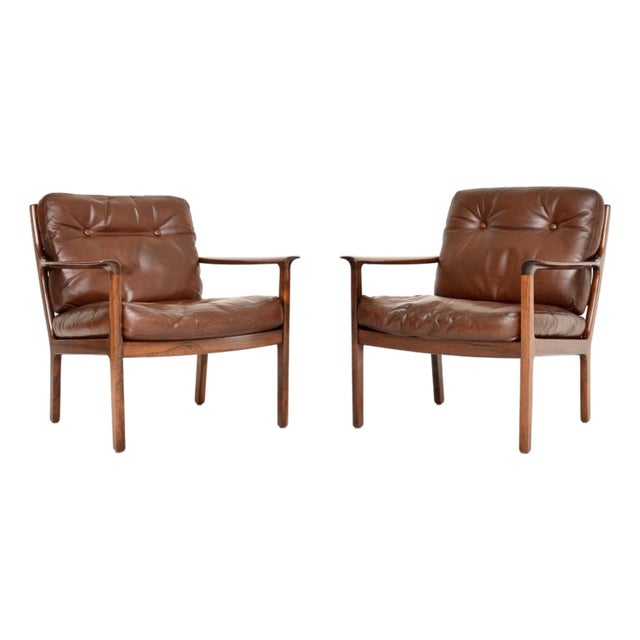 Vintage Scandinavian Leather Armchairs from Frederik Kayser, 1960s, Set of 2 For Sale