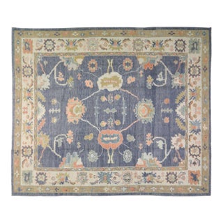 New Turkish Oushak Hand Knotted Wool Rug, 9'3x11'2 For Sale