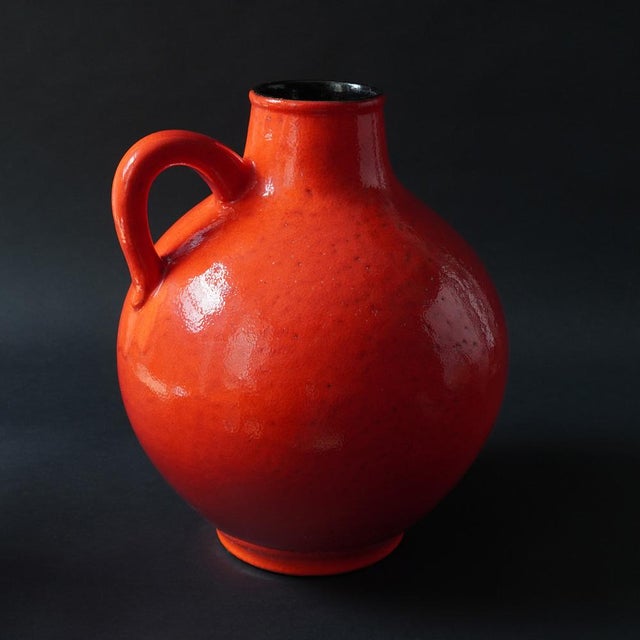 Red Ceramic Floor Vase with Handle by Ludwig Spang Ransbach for Spara, 1960s For Sale - Image 11 of 12