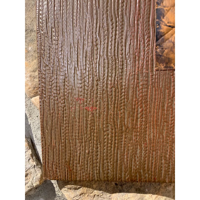 Copper Pair of MCM Copper Tone Repoussé Panther Panels | Mounted on Wood Board For Sale - Image 8 of 12