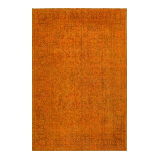 Shabby Chic No Pile Orange/Brown Wool Rug - 7'8'' X 11'5'' For Sale