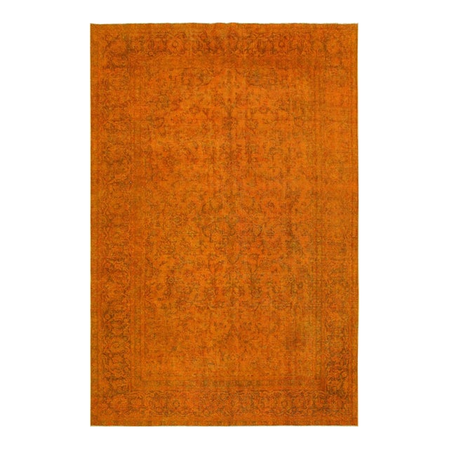 Shabby Chic No Pile Orange/Brown Wool Rug - 7'8'' X 11'5'' For Sale