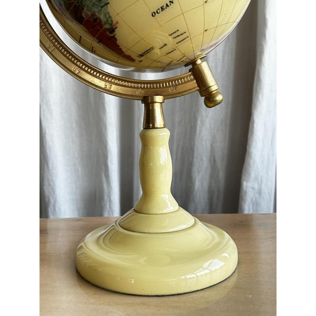 Blue Vintage Revolving Beige Terrestrial Globe with Gemstones, 1990s For Sale - Image 8 of 14