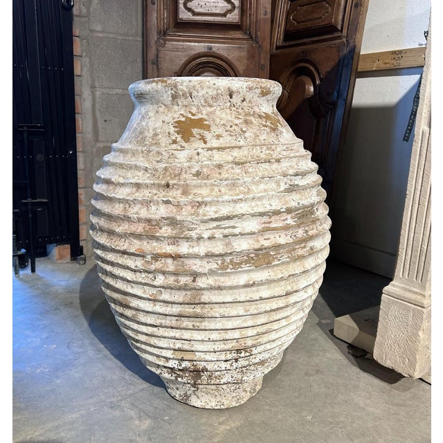 Antique White Patinated Terra Cotta Grain Pot From Greece For Sale In Dallas - Image 6 of 8