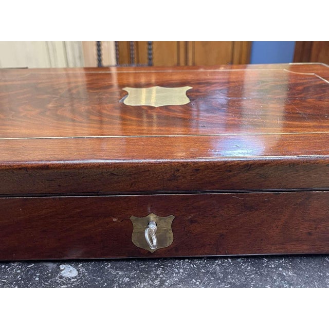 19th Century Mahogany Marine Chest For Sale - Image 5 of 16