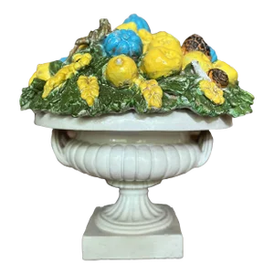 Large Vintage Italian Delarobia Majolica Two-Piece Neoclassical Style Urn