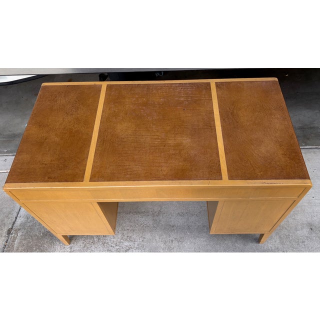 Rare Edward Wormley Dunbar Leather Top Waterfall Desk Mid Century Modern For Sale In San Francisco - Image 6 of 16