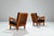 Mid-Century Modern Belgian Lounge Chairs in Oak with Leather Cushions, 1960s, Set of 2 For Sale - Image 3 of 17