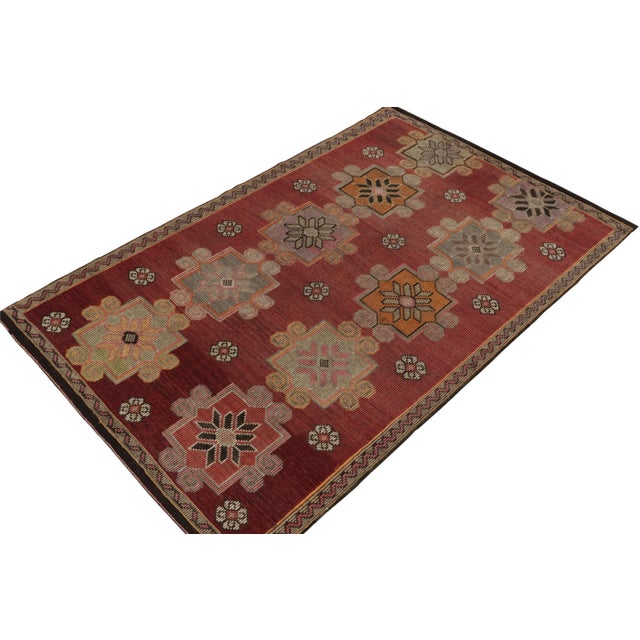 Tribal Vintage Cecim Kilim Rug in Red, Brown Tribal Geometric Floral Pattern For Sale - Image 3 of 6