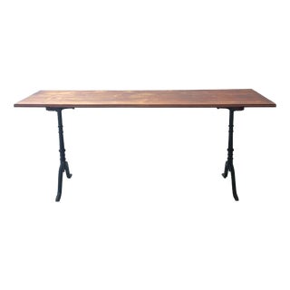 Vintage Dining Table with Cast Iron Frame and Wood Top, 1930s For Sale
