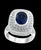 Modern Ceylon Blue Sapphire and Diamond 18 Karat White Gold Cocktail Love Ring For Sale - Image 3 of 8