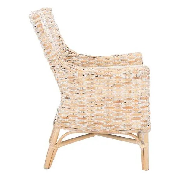 Cristen Rattan Accent Chair with Cushion - Natural White Wash/ White For Sale In Philadelphia - Image 6 of 11