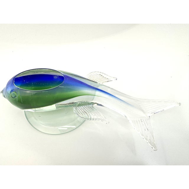1980s Vintage Italian Murano Style Art Glass Fish Pedestal Centerpiece For Sale - Image 5 of 13