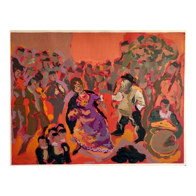 Mane Katz, Colorful Russian French Judaica Jewish Shtetl Wedding Lithograph Mourlot Paris For Sale