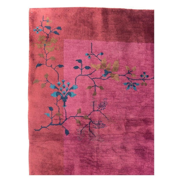 An antique Chinese Art Deco accent rug handmade during the early 20th century. Measures: 6' 1" x 8' 5".