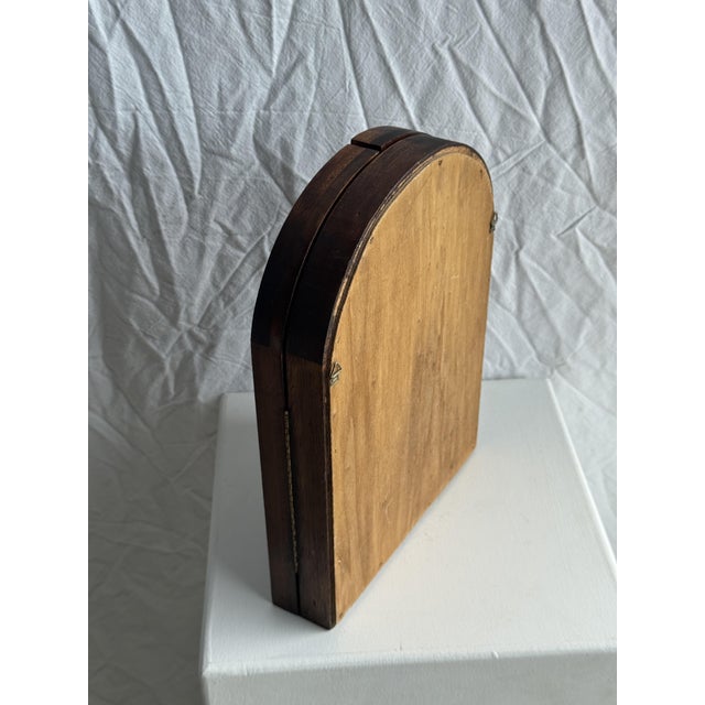 Mini Mirror with Rounded Oak Top, 1980s For Sale - Image 11 of 12