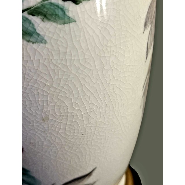 Vintage Frederick Cooper Hand Painted Peonies Signed Floral Table Lamp For Sale - Image 10 of 12